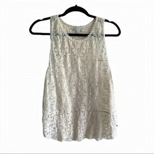 AMERICAN EAGLE OUTFITTERS Boho Sleeveless Lace Tank Top Blouse Cream S